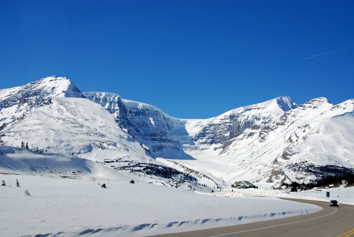 57 Snow Dome, Dome Glacier, Mount Kitchener and Mount K2 From Just Before Columbia Icefields On Icefields Parkway